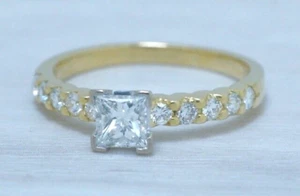 GIA 0.51Ct Natural Diamond F/VVS2 18K Solid Gold Ring Size N - Picture 1 of 6