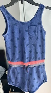 Cat And Jack Girls Romper Size M(7/8) Blue With Stars Summer Red Blue - Picture 1 of 5