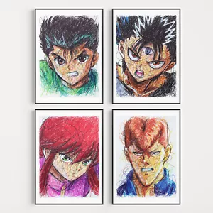Yuyu Hakusho Ballpoint Pen Print Set, Anime Art Poster - Picture 1 of 3