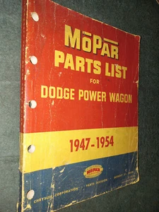 1947-1954 Dodge Power Wagon libro de piezas/catálogo de piezas originales 48 49 50 51 52+ - Imagen 1 de 10