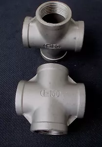 STAINLESS STEEL 4 WAY 1" NPT PIPE CROSS UNION 4W-100 - Picture 1 of 1
