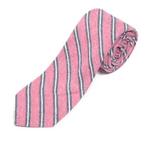 CLUB MONACO Pink Salmon Gray White Striped Men's Silk Skinny Neck Tie - Picture 1 of 3