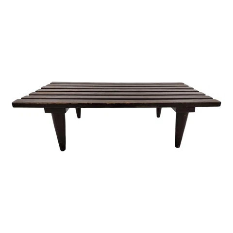 Mid-Century Modern Slatted Wood Coffee Table Bench Plant Stand Retro Vintage Cover