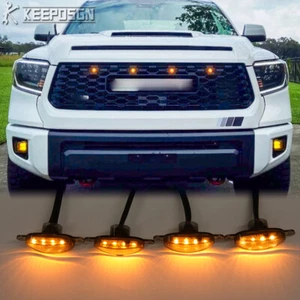 For Toyota Tacoma Tundra Raptor Grille LED Lights Smoked Lens Front Amber Light - Picture 1 of 12
