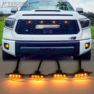 4x Luces de rejilla delanteras para Toyota Tacoma Tundra RAPTOR LED lente ahumada ámbar 12V Foto 1 de 4