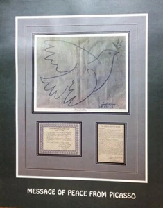 Pablo Picasso Gift Message of Peace Auction Poster Advertisement Hidalgo Peru - Picture 1 of 12