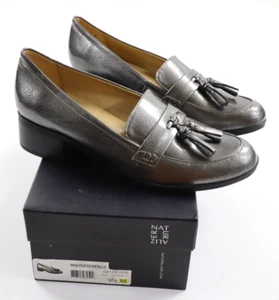 Naturalizer Women's 9.5M Nina Pewter Metallic Tasseled Heeled Loafer Shoes - Picture 1 of 11