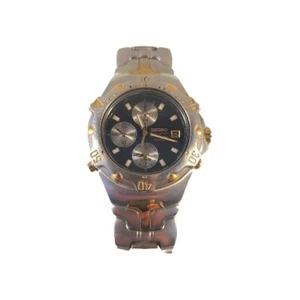 Seiko 7T32  Men's 30MM Chronograph Silver & Gold Tone Watch - Picture 1 of 19
