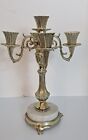 MCM 12-1/2 inch Candleabra 5 Arm Gold Metal Resin with 9 -1/2 inch Marble Base