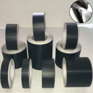 3D Texture Carbon Fibre Vinyl Tape Black Automotive Grade Adhesive Wrap Decal - Picture 1 of 8