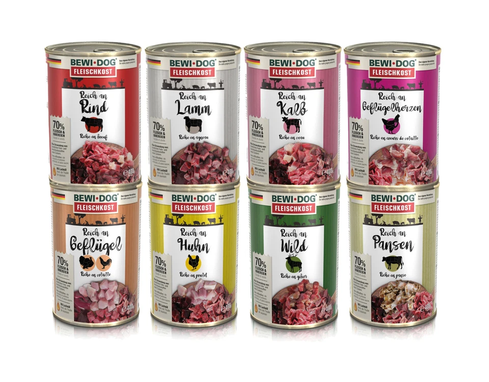 BEWI DOG Fleischkost 12 x 400g Dose I Sorten frei wählbar I Bewi Dog I Sparpack - Bild 1 von 1