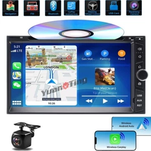 Double 2 Din 7" Touchscreen Car Stereo DVD CD Player Apple/Android Auto Carplay - Picture 1 of 13