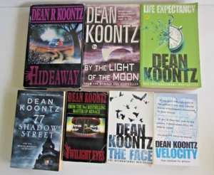 7 Dean Koontz Books -Hideaway, Life Expectancy, Velocity, The Face,Twilight Eyes - Picture 1 of 21