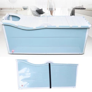 Foldable Bathtub Adults Large Freestanding Portable Plastic Shower Bucket Blue - Picture 1 of 17