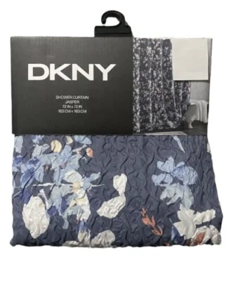 Cortina de Ducha Floral DKNY JASPE 72x72 Azul Blanco Amarillo Acuarela Microescultura Foto 1 de 4