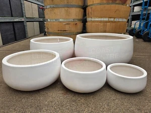 Outdoor Garden Patio Planter Pot Modstone Andy Low Bowl Round White - Picture 1 of 6