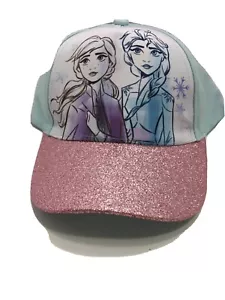 NEW Disney Frozen II ANNA ELSA GIRLS BALL CAP Light Blue w Pink Glittery Visor - Picture 1 of 7