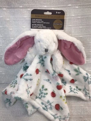New Blankets & Beyond Pink White Bunny Apples Floral Baby Security Blanket 2pc - Image 1 of 4