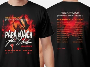 Papa Roach x The Used Rise Of The Roach Canada Tour 2025 Two Sided Tee - Picture 1 of 1