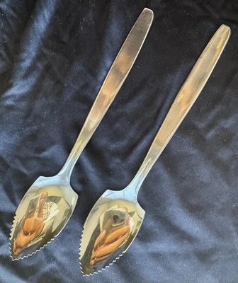 (2) Colheres de toranja de ponta serrilhada de aço inoxidável: 6 3/8" de comprimento: ENVIO GRÁTIS - Imagem 1 de 4