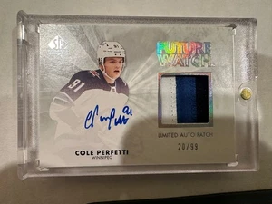 2021-22 SPA Retro Future Watch Rookie Patch Auto RPA Cole Perfetti Jets /99 - Picture 1 of 1