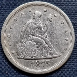 1875 S Twenty Cent Piece 20c Silver Type Coin RARE High Grade AU #96561 - Picture 1 of 2