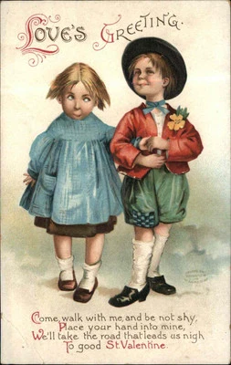 CLAPSADDLE VALENTINE Linda Postal Antigua Niños Niños ARTE Foto 1 de 2