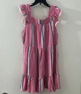Zunie Pink and White Tiered Ruffled Sundress size S (7/8) NWT - Picture 1 of 4