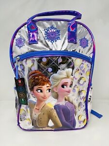Disney Frozen 2 Girls Top Handle Silver Purple Backpack ANNA ELSA -Laptop Sleeve