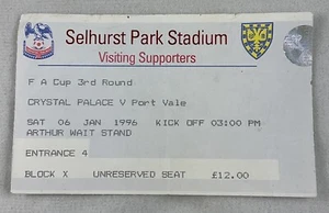 EFB 1996 01/06 Crystal Palace v Port Vale Football (Soccer) Ticket - Picture 1 of 2