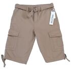 RING of FIRE Mens Bottoms Delano 100% Cotton Belted Khaki Cargo Shorts Sz 30 NWT