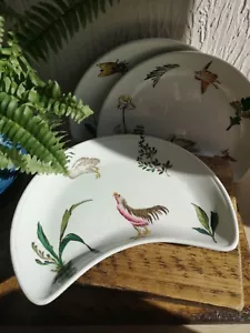 Rare Antique Victoran George Jones Birds Flora Fauna Crescent China Plates x 3 - Picture 1 of 11