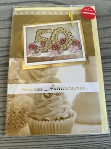 Biglietto congratulazioni nozze d’oro anniversario 50 matrimonio auguri regalo - Picture 1 of 3