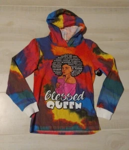 Camiseta con capucha para niñas talla 10 mediana en llamas Bendita Reina - Imagen 1 de 6