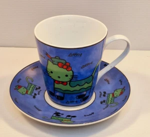 Maxwell & Williams Alley Cat Cup & Saucer Blue Coffee Tea Mug Cup 300ml - Picture 1 of 9
