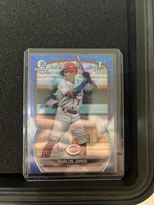 2023 BOWMAN CHROME CARLOS JORGE MOJO MEGA BLUE REFRACTOR /150 #BCP-120 1st.