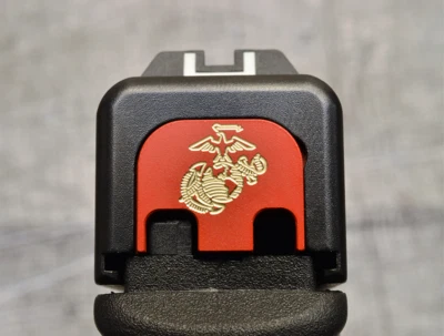 Milspin USMC Eagle Globe and Anchor Glock Slide Back Plate Red Brass