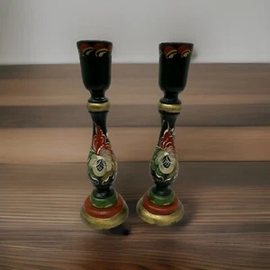 Handpainted Candle Sticks Signed (Louise Bath) - Picture 1 of 4
