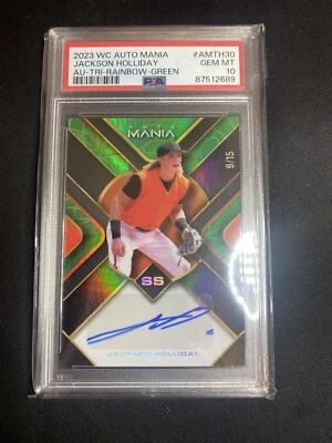 2023 WC Auto #AMTh30 Jackson Holiday AU-TRi- Rainbow-Gree PSA 10 - /15 - Image 1 of 2