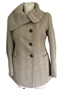 Kensie Asymmetrical Collar Herringbone Jacket Oatmeal Color Women’s Size L - Picture 1 of 12