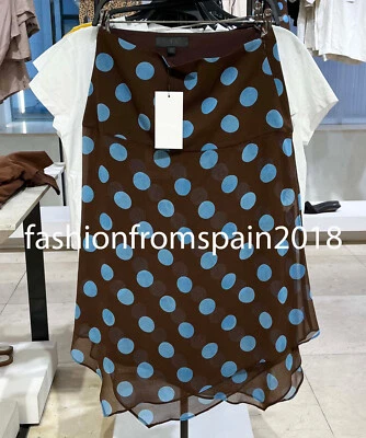 ZARA NUEVA FALDA ASIMÉTRICA MUJER TIRO MEDIO SEMI TRANSPARENTE LUNARES MARRÓN 6929/511/049 Foto 1 de 2