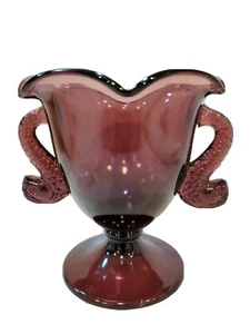Fenton Amethyst Dolphin Handled Ruffled 5.5" Candy Dish - Picture 1 of 4