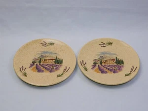 2 platos franceses vintage Fait Main BRIGITTE campos de lavanda de 7,5" de diámetro - Imagen 1 de 6