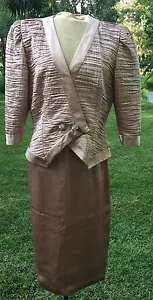 Karen Lawrence by Matthew SIZE 10 Tan Career Formal 2pc Skirt Suit - Picture 1 of 9
