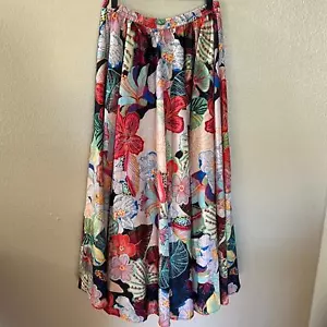 NEW Christian Siriano Multicolor Tropical Flowers Boho Maxi Skirt Size M - Picture 1 of 10