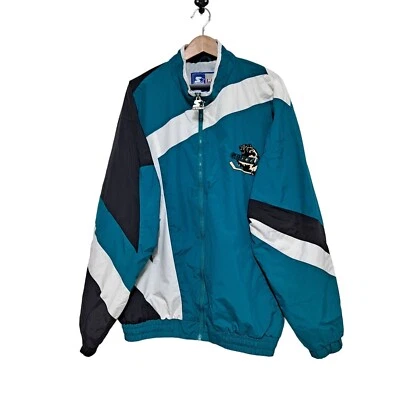 Chaqueta cortavientos vintage Utah Grizzlies para hombre XL Starter hockey cremallera completa 90 Y2K Foto 1 de 4
