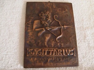 MCM HAND HAMMERED COPPER ZODIAC PLAQUE SAGITTARIUS GREAT LOOK - Picture 1 of 2
