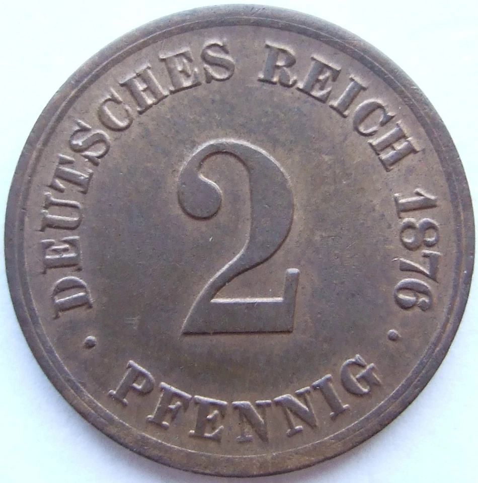 Coin German Empire Empire 2 Pfennig 1876 H in Uncirculated - Image 1 of 2