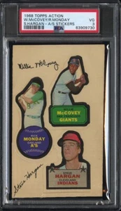 1968 Topps Action All-Star Stickers McCovey Monday Hargan PSA 3 Pop 2, only 7^ - Picture 1 of 2