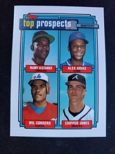1992 Topps - Top Prospects Gold #551 Alex Arias, Wil Cordero, Chipper Jones (RC) - Imagen 1 de 2